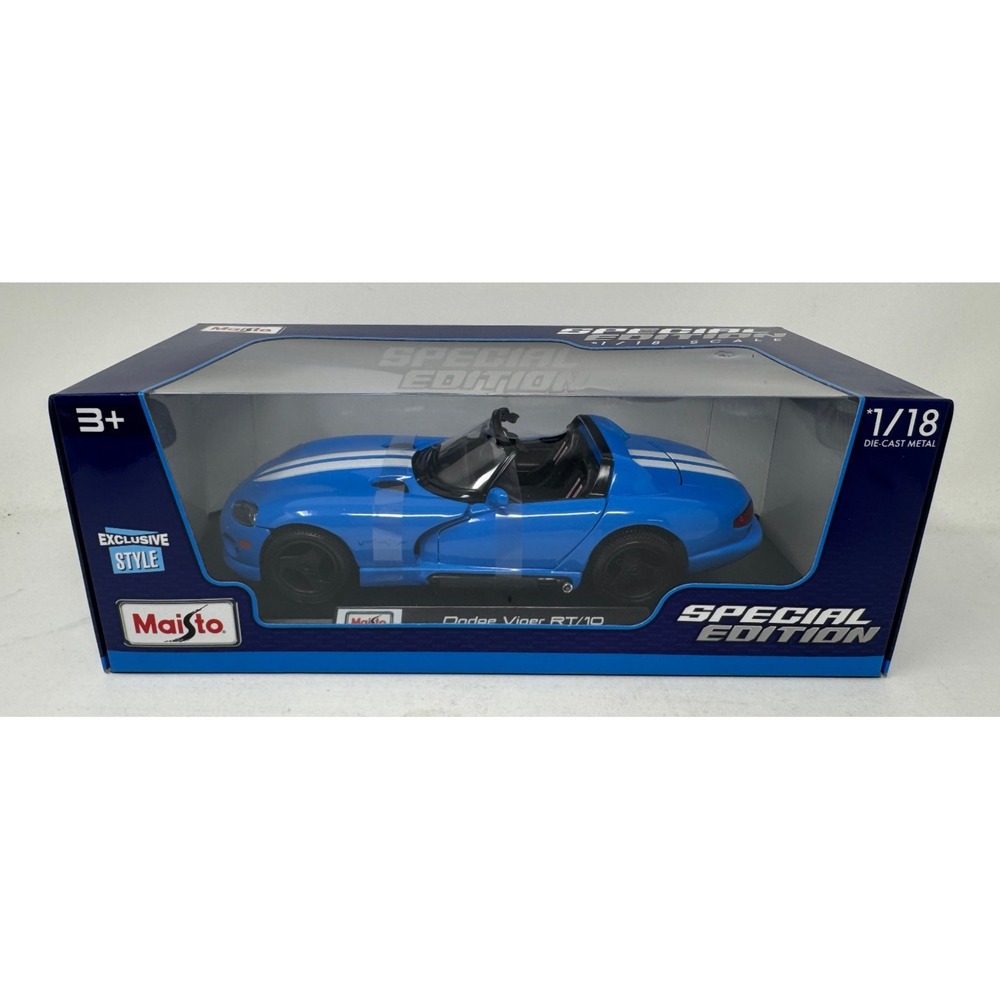 Maisto Dodge Viper RT/10 Special Edition 1:18 Diecast Car Blue/White/Black NEW
